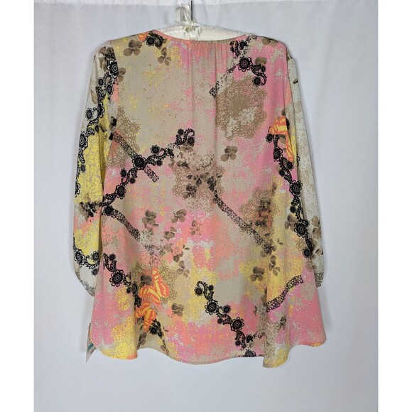 Style & Co Blouse 0X 12 Women's Multicolor Paisley Tie Neck Button Down Bohemian - Picture 4 of 8